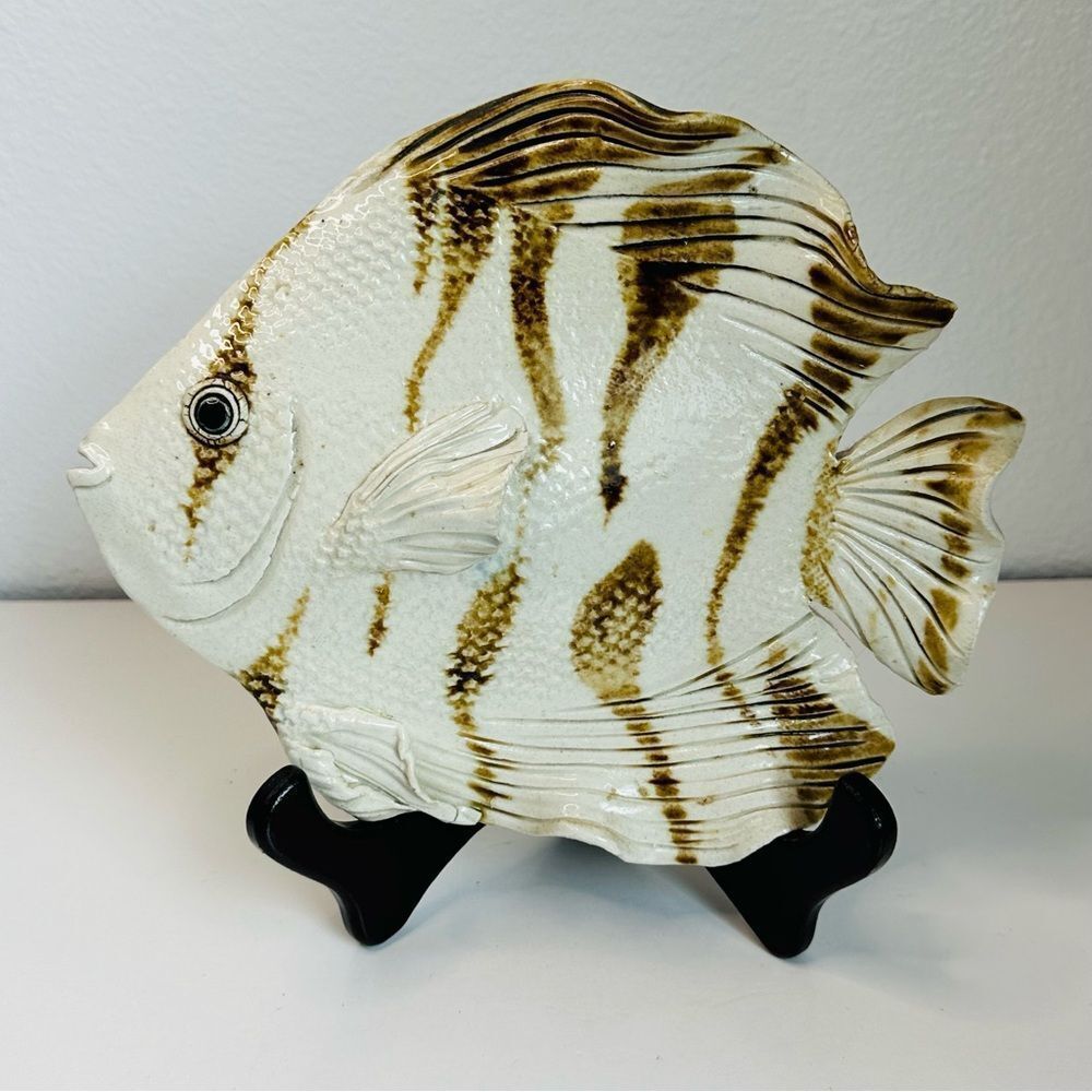 James Lawson Art Pottery Ceramic Fish‎ Wall hanging Sculpture Signed 91 9x7